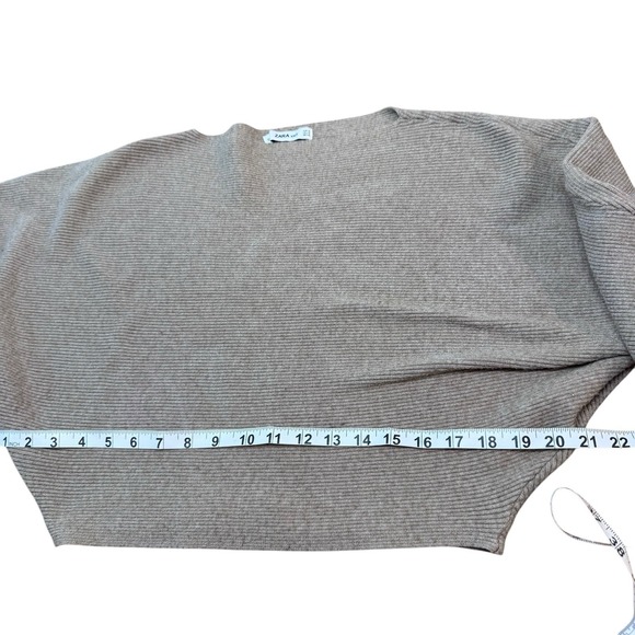 Zara Knit Womens Tan Batwing Sweater Medium - Picture 8 of 9